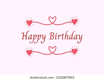 Happy Birthday minimalist greetings card design with pink hearts - Powered by Shutterstock