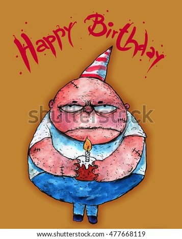 Happy Birthday My Son Funny Color Illustration Cartoon Character Holidays Unhappy Child Birthday Party Happy Birthday My Son Funny Color Illustration Cartoon Character Holidays Unhappy Child Birthday Party