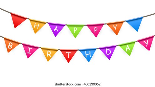 Happy Birthday Party Background Flags Illustration Stock Illustration ...