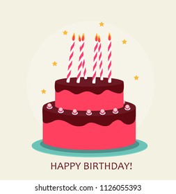 Happy Birthday Poster Background Cake Illustration Stock Illustration ...