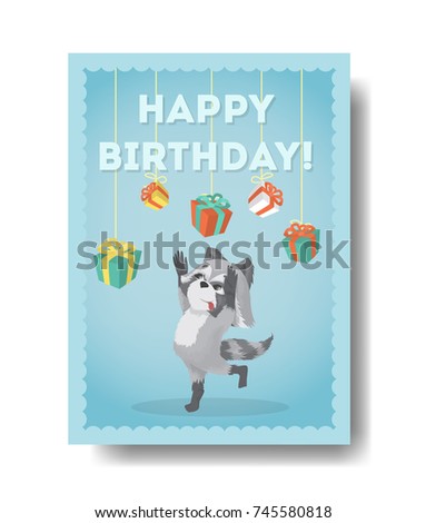 Happy Birthday Raccoon Birthday Gift Card Stock Illustration