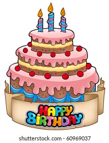 Happy Birthday Sign Cake Vector Illustration Stock Vector (Royalty Free ...