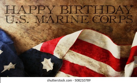 Happy Birthday US Marine Corps Flag and Woods