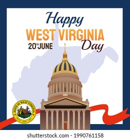 Happy Birthday West Virginia Day, West Virginia Day, 20 June, United states, background, wallpaper, illustration, red ribbon, capitol state