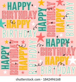 Happy Birthday Words Seamless Pattern