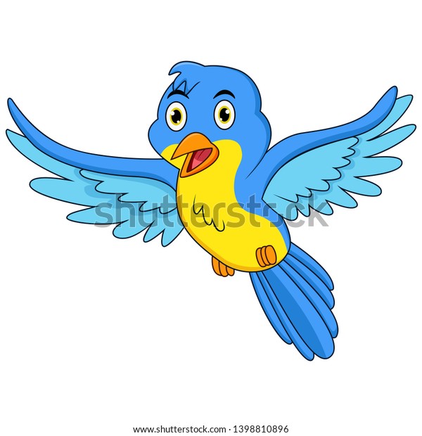 Happy Blue Bird Cartoon Flying Stock Illustration 1398810896 | Shutterstock