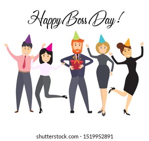 Happy Boss Day Celebrating Card Illustration Stock Illustration ...