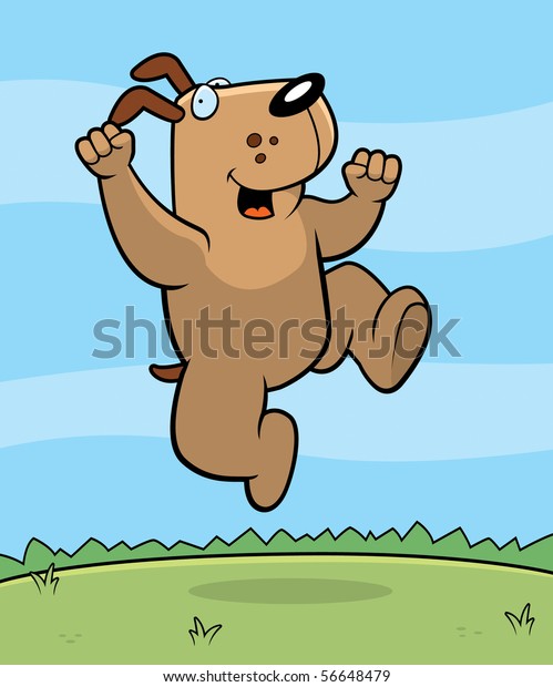 Happy Cartoon Dog Jumping Smiling Stock Illustration 56648479