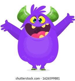 Happy Cartoon Excited Laughing Monster Vector Stock Vector (Royalty ...