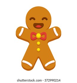 Happy Cartoon Gingerbread Man Cookie Christmas Stock Illustration ...