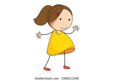 Vector Illustration Hand Drawn Happy Little Stock Vector (Royalty Free ...