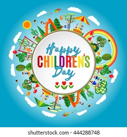 Happy Children's Day.  Illustration Of Universal Children Day Poster. Childrens Day Background. 