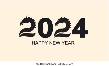 Happy Chinese new year greeting card 2024 with cute dragon. Zodiac cartoon character. - Powered by Shutterstock