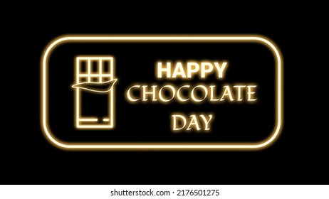 Happy Chocolate Day Sigh Isolated On Black Background With Chocolate Sigh In Bright Gold Colour. Moving Chocolate Day Animation.