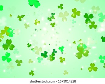 Happy clover leafs for St. Patrick's day in green color background. - Powered by Shutterstock