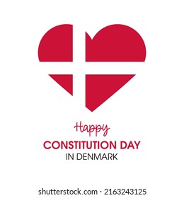 Happy Constitution Day In Denmark Illustration. Flag Of Denmark In Heart Shape Icon. Danish Flag Icon Isolated On A White Background. Constitution Day June 5. Important Day