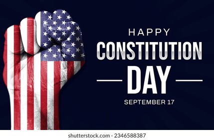 Happy Constitution Day of the United States of America background design with a painted fist and typography greetings on the side. September 17 is constitution day in USA - Powered by Shutterstock