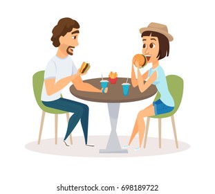 Similar Images, Stock Photos & Vectors of Friends eating fast food meal ...