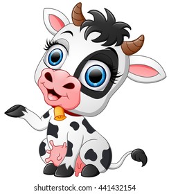 Happy Cow Cartoon Presenting Stock Vector (Royalty Free) 441432136 ...