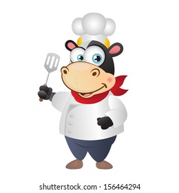 cartoon cow chef