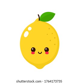 Happy Cute Smiling Lemon Face Flat Stock Illustration 1764173735 ...