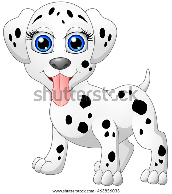 Happy Dalmatian Cartoon Isolated On White のイラスト素材