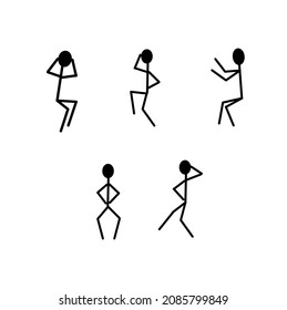 Happy Dancing Stick Man Different Poses Stock Illustration 2085799849