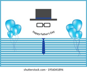 Happy Father’s Day design with gentleman silhouette and Balloons Light Blue over stripes pattern. - Powered by Shutterstock