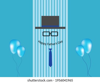 Happy Father’s Day design with gentleman silhouette and Balloons Light Blue over stripes pattern. - Powered by Shutterstock