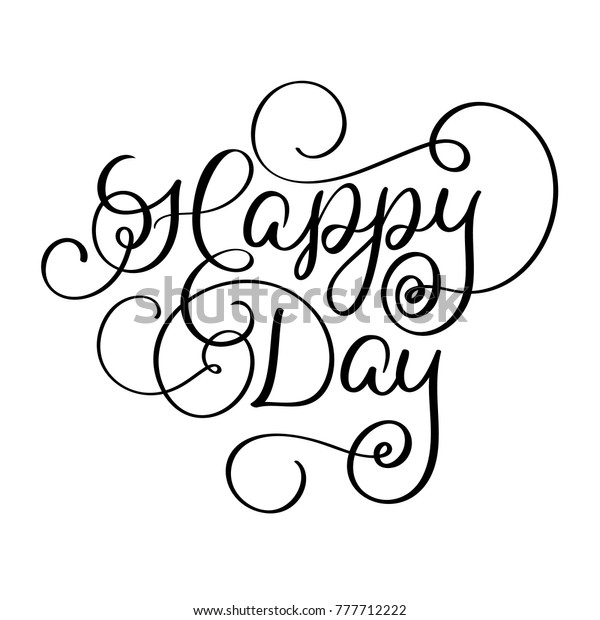 Happy Day Vintage Text Calligraphy Lettering のイラスト素材