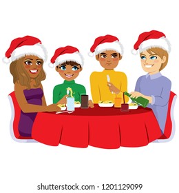 Happy diverse family eating together on Christmas eve - Powered by Shutterstock