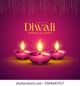 Happy diwali decorative oil lamp festival celebration card background illustration design. - Powered by Shutterstock