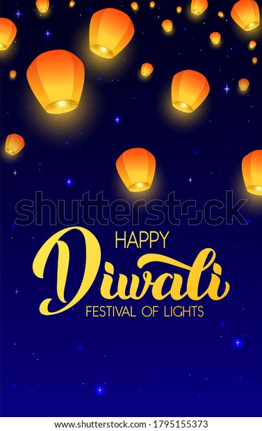 Happy Diwali Handwritten Lettering Modern Calligraphy Stock ...