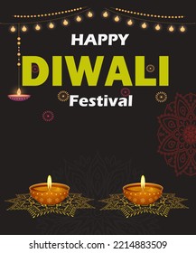 Happy Diwali Indian Festival Banner, Diwali Poster Photo Edit Illustration Happy Diwali