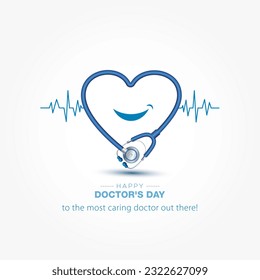 Happy Doctor's Day text with doctor Stethoscope. Creative concept for doctor's day. Post, banner and wishing greeting card design. - Powered by Shutterstock