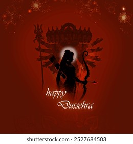 Happy Dussehra Design. Lord Ram's victory over Ravana. Perfect for celebrating the triumph of good over evil during Dussehra. Ideal for festive greetings, posters, and event promotions. - Powered by Shutterstock