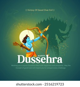 Happy Dussehra Vector Design. Lord Rama killing Ravana in Dussehra,Vijayadashami. Dussehra Poster Design Illustration. Festival of India. - Powered by Shutterstock