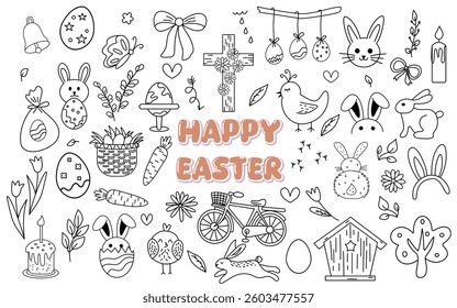 Happy easter doodle element design clipart ornament