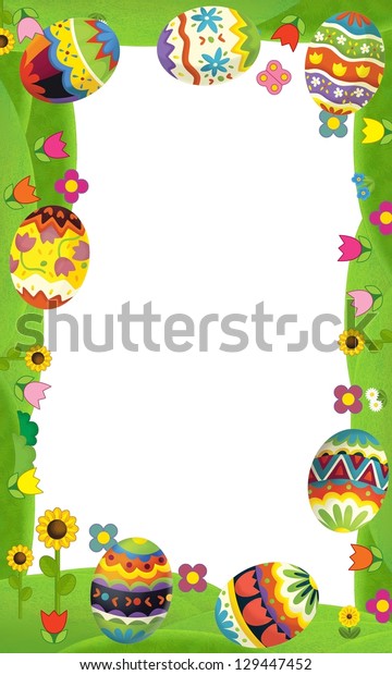 Happy Easter Frame Illustration Children Stock Illustration 129447452 ...