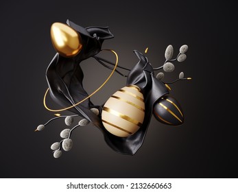 Happy Easter greeting card, template with painted eggs - 3D render. Modern abstract background for design, product presentations with copy space. Simple motion concept for holiday events. - Powered by Shutterstock