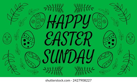 happy easter Sunday blessings on green screen cut out and decorated eggs and  plants. - Powered by Shutterstock