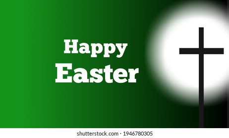 Happy easter text with jesus cross symbol on light with dark green color background - Powered by Shutterstock