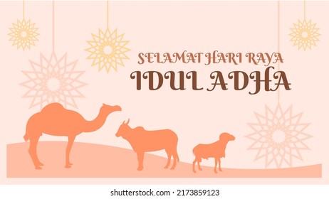 Happy Eid Al-Adha (Selamat Hari Raya Idul Adha) Banner, Background, And Greeting Card.