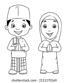 Happy Eid Mubarak Black White Illustration Stock Illustration ...