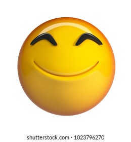 Happy Emoji. Smiling Face Emoticon. 3d Rendering Isolated On White Background.