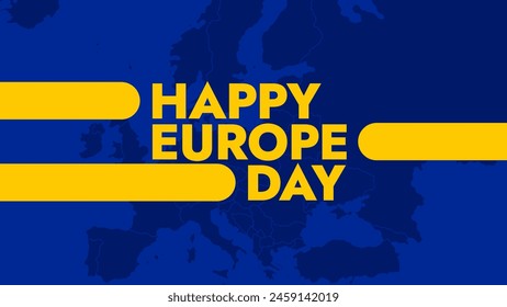 Happy Europe Day colorful text typography on banner illustration great for wishing and celebrating happy europe day in may
