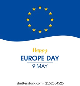 Happy Europe Day greeting card with Flag of Europe illustration. Abstract European flag icon. Flag of the European Union design element. May 9. Important day - Powered by Shutterstock