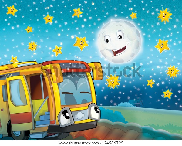 The happy face bus - tourist - the city -\
illustration for the\
children