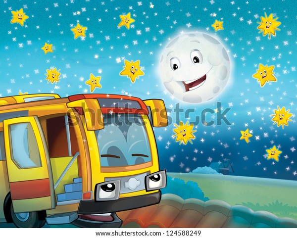 The happy face bus - tourist - the city -\
illustration for the\
children