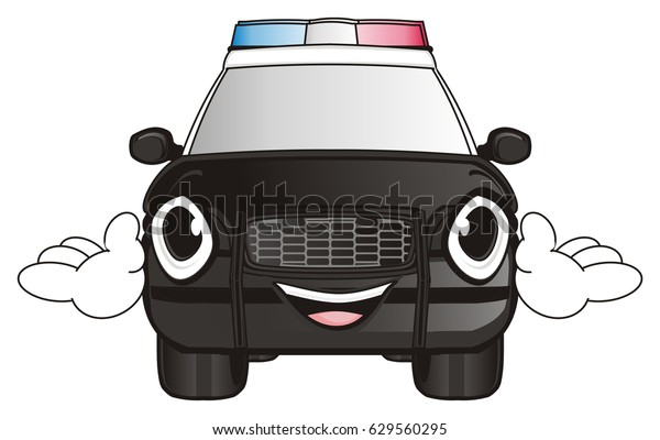 happy face of police car\
with hands